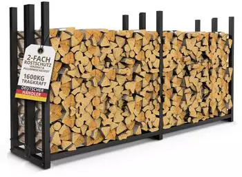 LAWA Living and Lifestyle Kaminholzregal au&szlig;en, verzinktes Metall, 2er-Set, 223&times;115&times;50cm, mit Abdeckplane