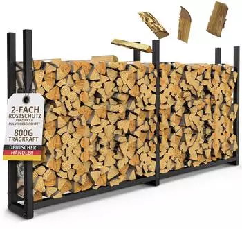 LAWA Living and Lifestyle Brennholzregal f&uuml;r au&szlig;en, Metall, verzinkt (223x25x115)