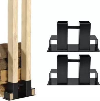 Trutzholm Holzstapelhilfe 2er Set, lackierter Stahl, schwarz, 34x10cm (42030)