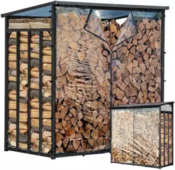 QUICK STAR Wetterschutz-Set Front- & R&uuml;ckwand f&uuml;r Kaminholzregal 143x145cm, PVC transparent (40060)