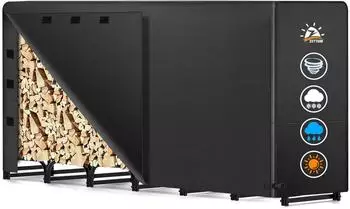 LuxusKollektion Kaminholzregal mit Abdeckung 243x35x121cm, Metall, 600D PU-beschichtet