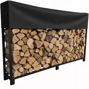 CLP Meriden Kaminholzst&auml;nder 200x25x115cm, Stahl verzinkt mit Abdeckung (327703)