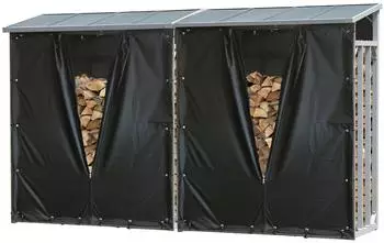 QUICK STAR Kaminholzregal Pro Au&szlig;en Aluminium 130x70x185cm, 3,2m&sup3;, mit Wetterschutz (47489)