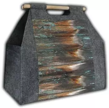 Bertoni Kaminholztasche rechteckig mit Tragegriff, Polyesterfilz