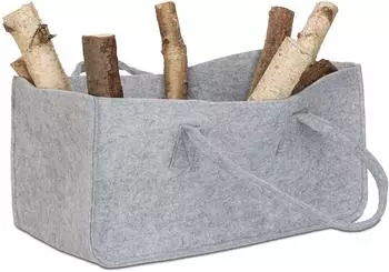 Relaxdays Kaminholztasche aus Filz, grau (10021755_111)