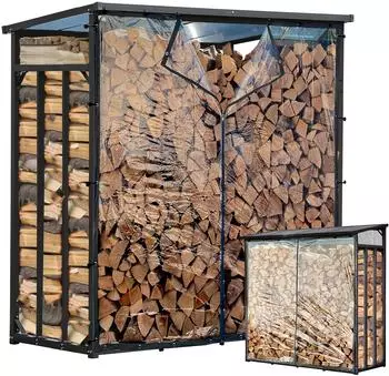 QUICK STAR Kaminholzregal Basic Au&szlig;en 185x70x185cm anthrazit mit Wetterschutz (47441)