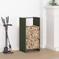 vidaXL Brennholzregal Olivgr&uuml;n 40x30x80 cm Kaltgewalzter Stahl