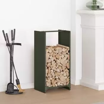 vidaXL Brennholzregal olivgr&uuml;n 40x30x80cm, kaltgewalzter Stahl (864234)
