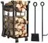 LuxusKollektion Kaminholzregal mit Kaminwerkzeug-Set, Innen & Außen, 78x29x35,8cm