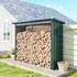 Outsunny Kaminholzregal mit Pultdach, Metall, grün, 213x66,5x150cm (84H-422V01GN)