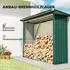 Outsunny Kaminholzregal mit Pultdach, Metall, grün, 213x66,5x150cm (84H-422V01GN)