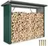 Outsunny Kaminholzregal mit Pultdach, Metall, grün, 213x66,5x150cm (84H-422V01GN)
