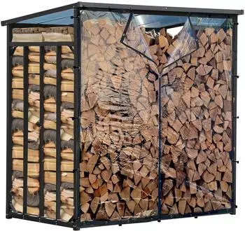 QUICK STAR Wetterschutzwand PVC transparent 178x177cm f&uuml;r Kaminholzunterstand XXL (40074)