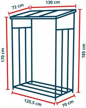 GFP - Garten- & Freizeit-Profi Kaminholzregal Metall 130x72x185cm grau (GFPV01025)