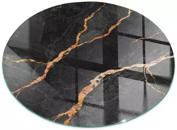 Tulup Kaminbodenplatte Glas, rund, Marmor-Optik, &Oslash;90cm (010010780150000282599)