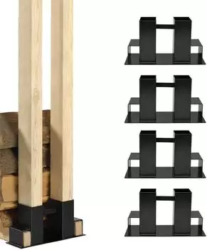 Baumarktplus Holzstapelhilfe 4er-Set, lackierter Stahl, schwarz (42030901)