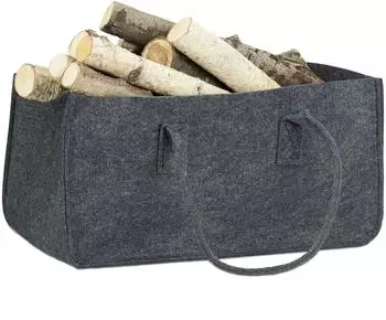 Relaxdays Kaminholztasche aus Filz, anthrazit, 50x25cm (10021755_139)