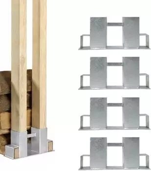 Baumarktplus Holzstapelhilfe feuerverzinkter Stahl 34x10x15cm, 4er-Set