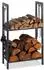 Relaxdays Kaminholzregal 2 Ablagen, 4 Haken, Stahl, 100x40x30cm, anthrazit