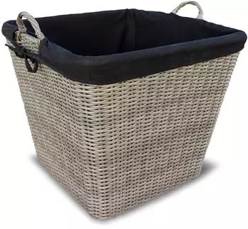 Habau Feuerholzkorb eckig, schwarzer Stoff, 55cm