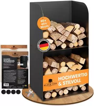 BLACK OAK Yosemite Kaminholzregal Stahl, schwarz, 80x40x30cm (Yosemite)