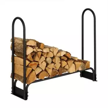 Relaxdays Kaminholzregal aus Metall, 110x29x90cm, schwarz (10049079)