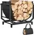 Outsunny Kaminholzregal mit Tragetasche, Metall, schwarz, 53x33x43cm (800001154680)