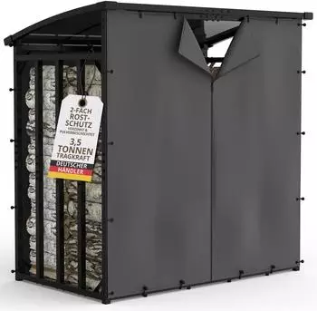 LAWA Living and Lifestyle Kaminholzregal au&szlig;en, Metall verzinkt, mit Dach 185x105x185cm (FR1710)