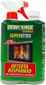 Acquaverde SuperVetro Glasreiniger für Öfen & Kamine 500ml + Nachfüllung 500ml (15052)