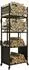 Outsunny Kaminholzregal mit Rollen, 4 Ablagen, Metall, schwarz, 45x30x118cm (800000804571)
