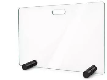 MS Beschl&auml;ge Funkenschutzglas ESG Klarglas mit schwarzen Standf&uuml;&szlig;en 65x50,5cm (KB-FG-002-HAN)