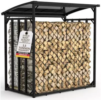 LAWA Living and Lifestyle Kaminholzregal mit Dach, Metall verzinkt, 185x105x185cm (XXL)