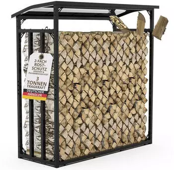 LAWA Living and Lifestyle Kaminholzregal mit Dach, Metall verzinkt, 185x70x185cm (FR1500)
