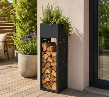 Westmann Onyx 1 Kaminholzregal mit Pflanzkasten, anthrazit (TBFBS01)