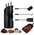 Relaxdays Kaminbesteck Set 4 teilig Edelstahl schwarz (10038755)