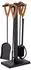 Relaxdays Kaminbesteck Set 5 teilig Leder/Eisen schwarz/silber