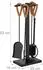 Relaxdays Kaminbesteck Set 5 teilig Leder/Eisen schwarz/silber