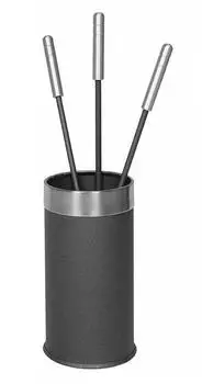 MS Beschl&auml;ge Kamingarnitur 3 teilig 16 cm Edelstahlgriffe anthrazit (KB-004-HAN)