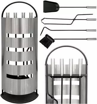 DanDiBo Kaminbesteck Set 5 teilig Edelstahl grau/silber (96615)