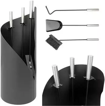 DanDiBo Kamingarnitur 4-Teilig 20x55x20cm Schwarz (96571)