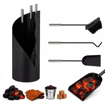 Relaxdays Kaminbesteck 4-teilig Schwarz (10033829)