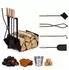 Relaxdays Kaminholzkorb Metall mit Kaminbesteck (10033828)