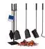 Relaxdays Kaminbesteck 4-teilig schwarz Schwarz (10028775)