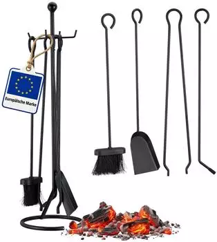 Relaxdays Kaminbesteck 5-teilig schwarz (10022293)