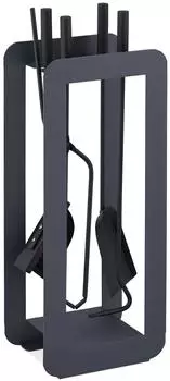 Relaxdays 5-teiliges Kaminbesteck in Grau/Schwarz Grau,Schwarz (10043679)