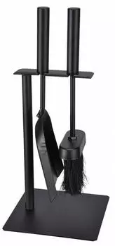 Haushalt International Kaminbesteck-Set 3-teilig Metall, Schwarz (60805)