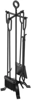VEVOR Kaminbesteck-Set 5-teilig Schmiedeeisen, Schwarz (T58990BK)