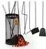 Relaxdays Kaminbesteck-Set 5-teilig, Metall, Schwarz
