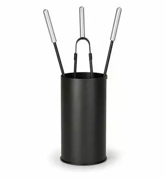 MS Beschl&auml;ge Kaminset 4-tlg. schwarz pulverbeschichtet, Edelstahlgriffe (KB-016-HAN)