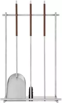 Blomus ASKA Kaminbesteck-Set 4-tlg., matt, silber/dunkelbraun (68052)